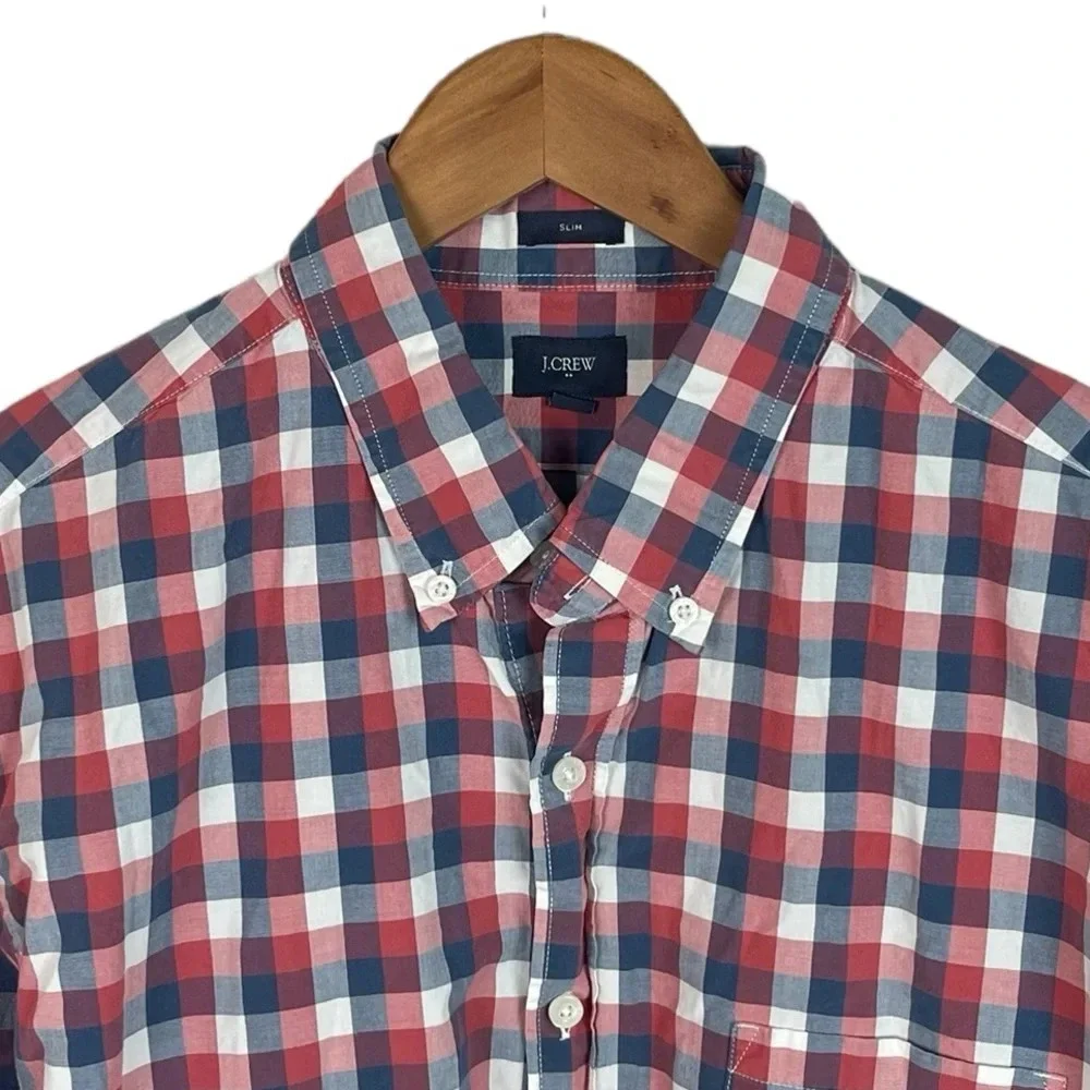 BF1309 Men’s J. Crew Preppy Plaid SLIM Fit Button Down Shirt XL